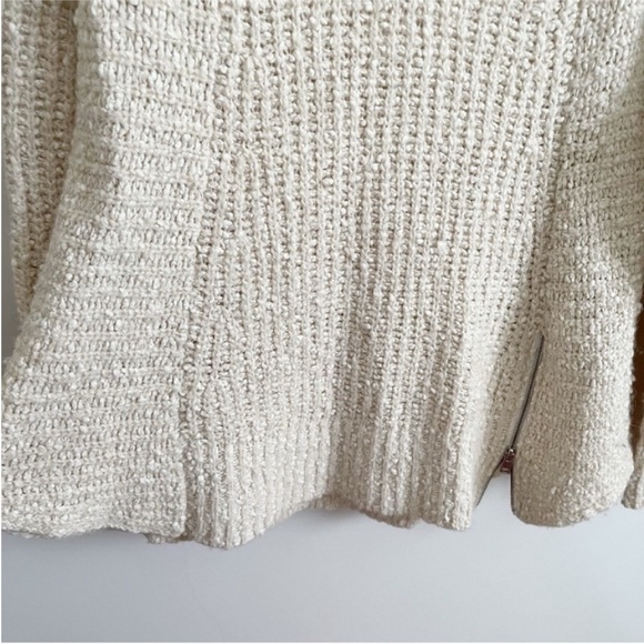 Anthropologie Moth Zipped Stitch sweater oatmeal beige knit wool alpaca swing - Picture 4 of 11